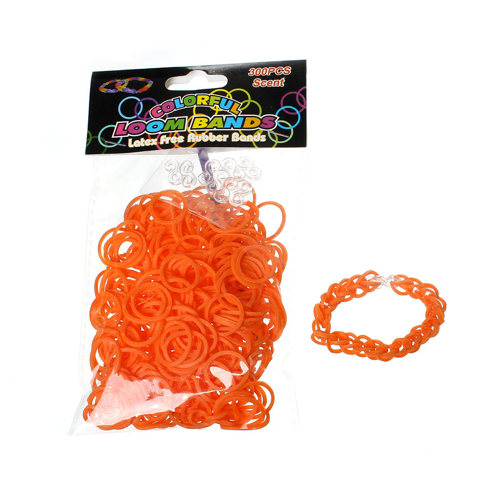Sexy Sparkles 300 Pcs Rubber Bands DIY Loom Bracelet Making Kit with Hook  Crochet and S Clips (Orange Red)